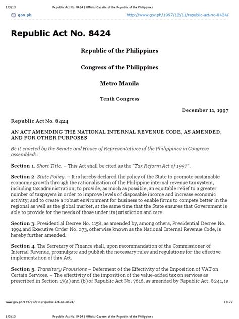 Republic Act No. 8424(1) .